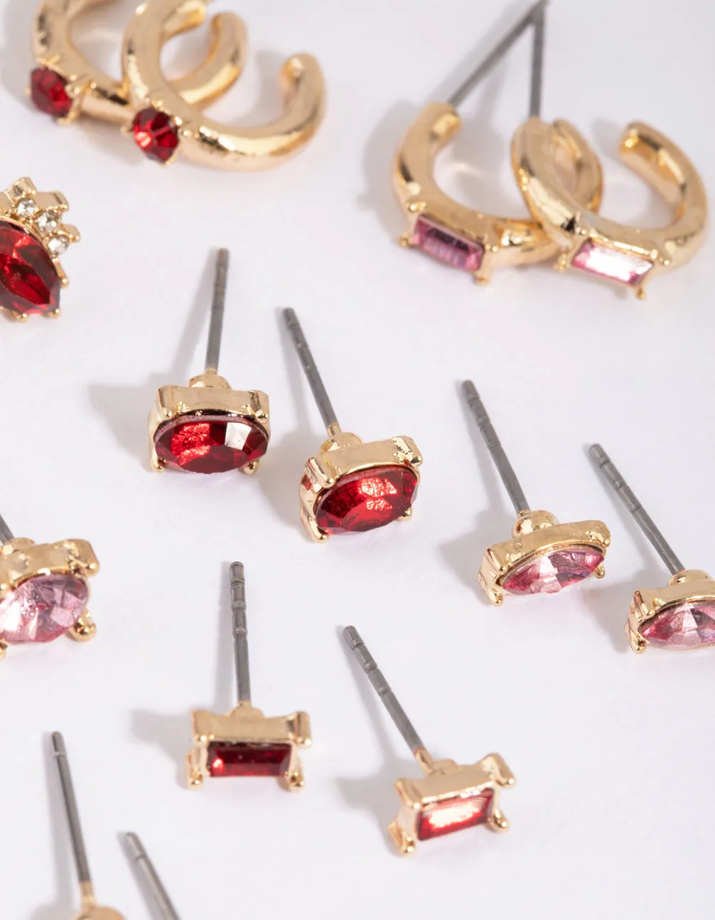 Gold & Red Earring 8-Pack