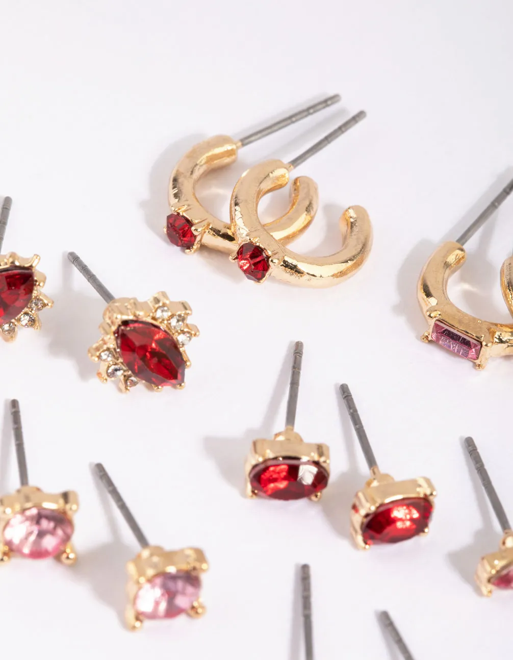 Gold & Red Earring 8-Pack