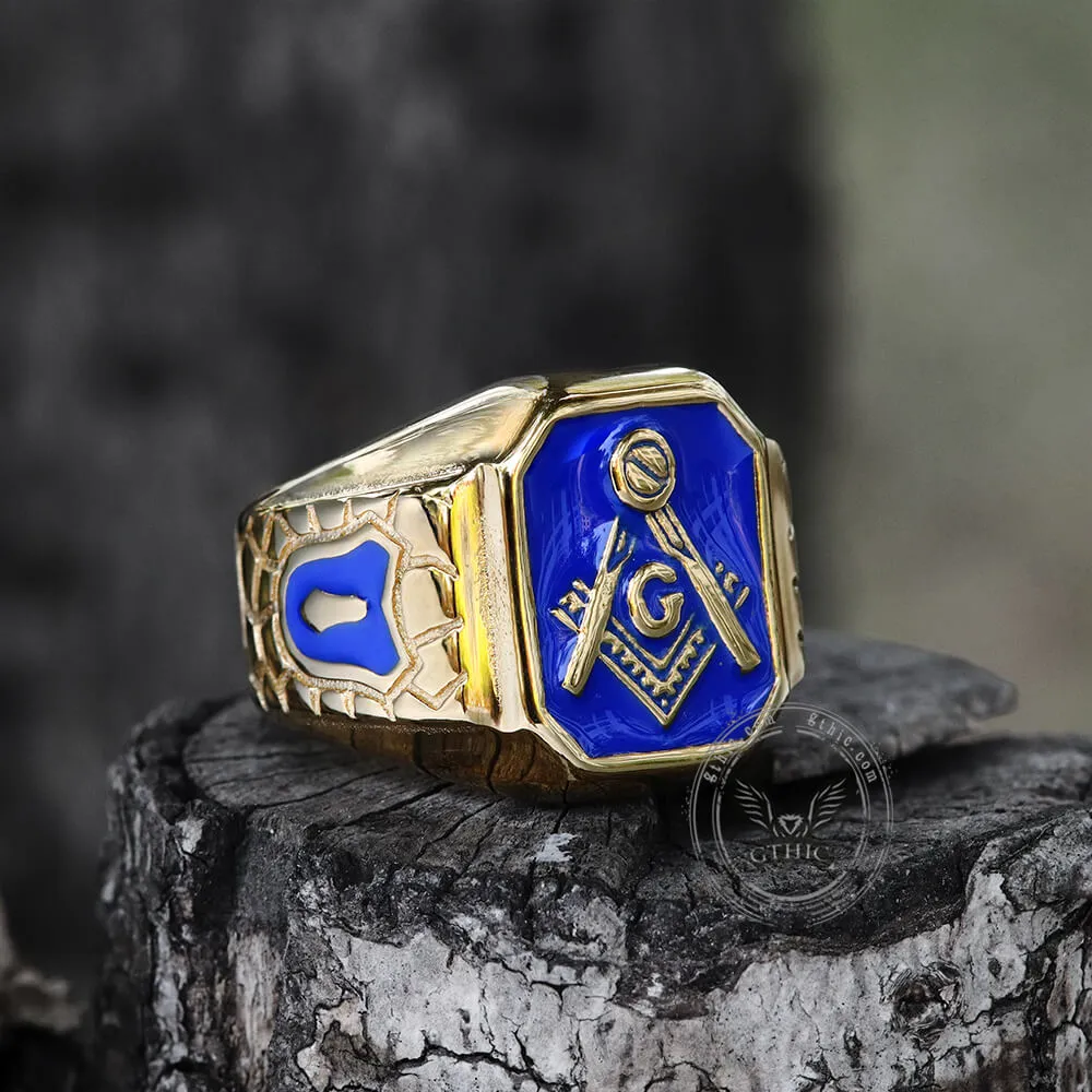Gold Plated Freemason Stainless Steel Masonic Ring