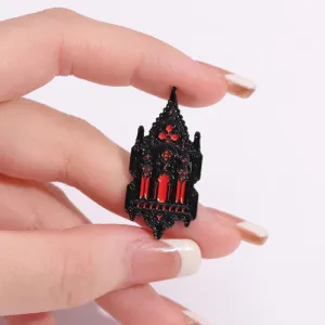 Gothic Mysterious Church Brooch – Enamel Pins with Retro Architecture & Lantern – Unique Jewelry Gift Pin