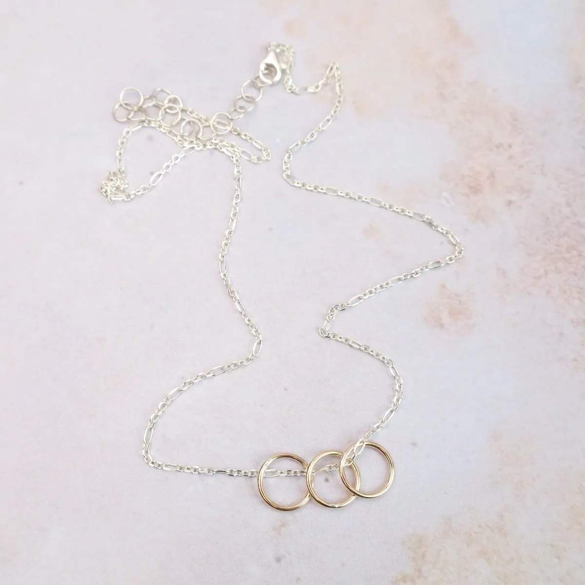 Gratitude Necklace with Gold Filled Rings