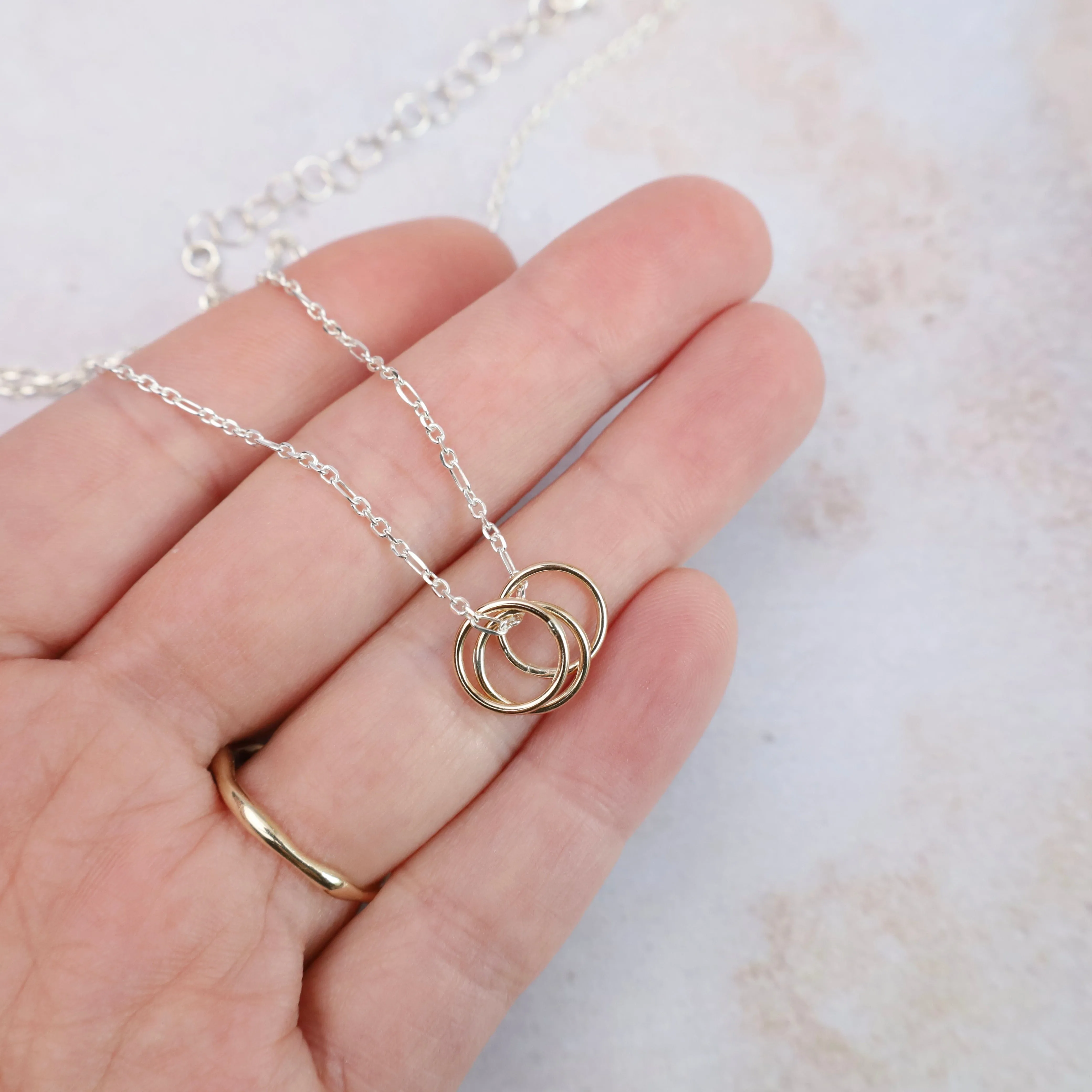 Gratitude Necklace with Gold Filled Rings