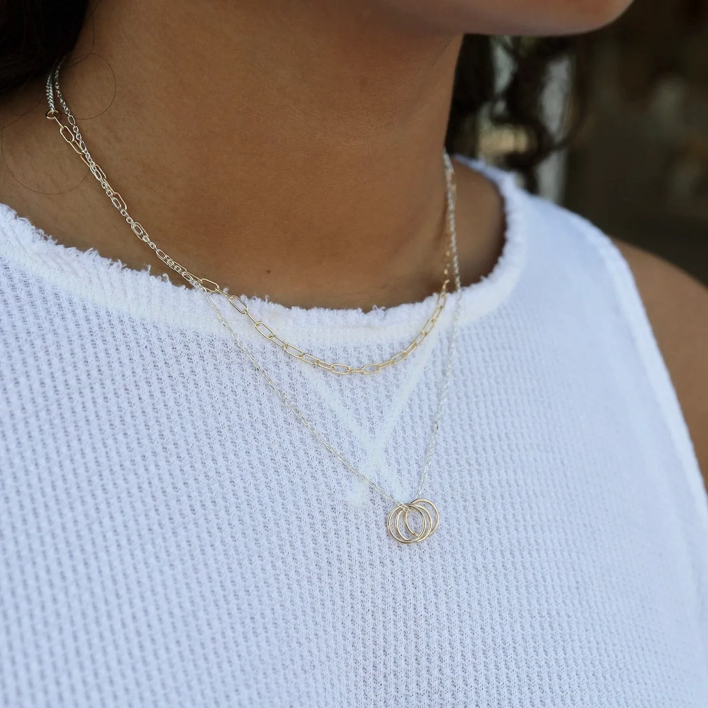Gratitude Necklace with Gold Filled Rings