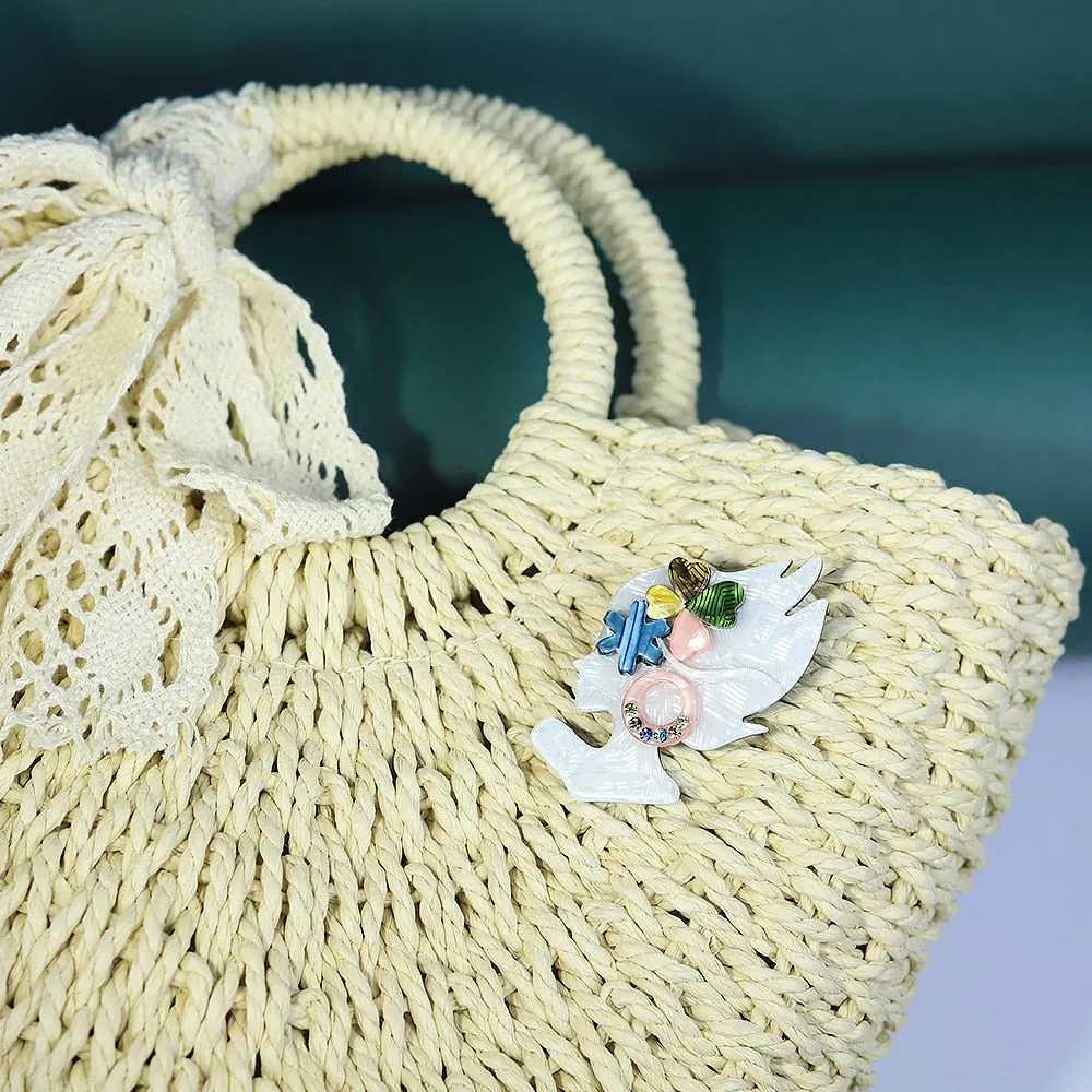 Handmade Fashion Acrylic Beautiful Lady Brooches For Women