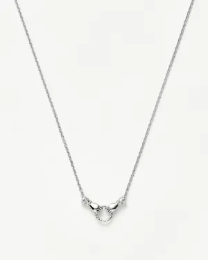 Harris Reed In Good Hands Mini Pendant Slider Necklace | Silver Plated/Cubic Zirconia & Black Onyx
