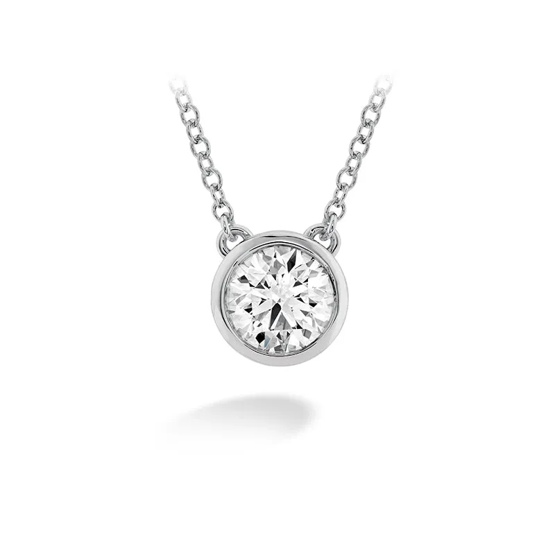 HEARTS ON FIRE 'CLASSIC' 18CT WHITE GOLD 0.25CT BEZEL SOLITAIRE DIAMOND PENDANT