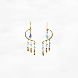 Heavenly Elegance Tassel Earrings - Gold Blue