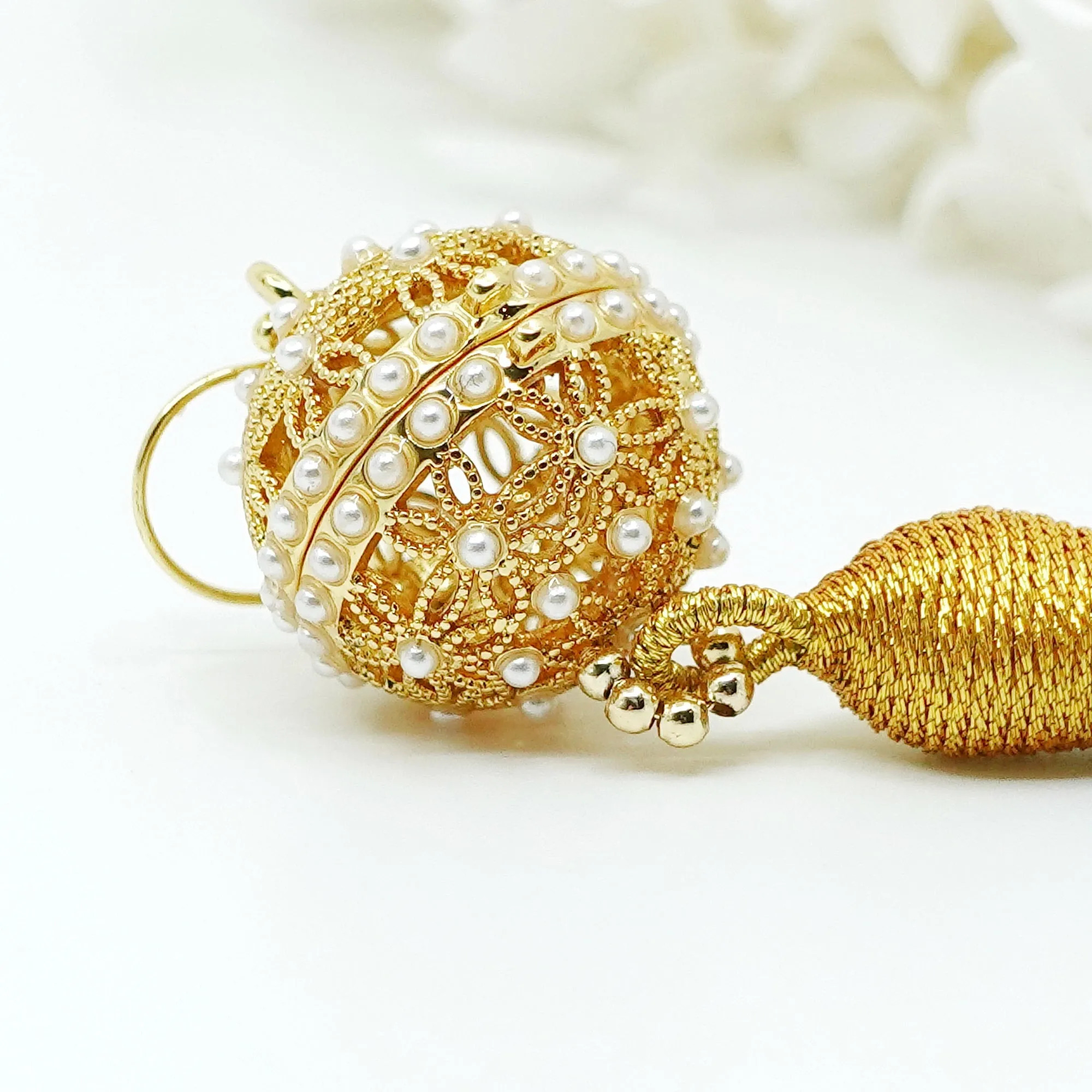 Herbal Locket Silk Tassel Earrings - Royal Blue