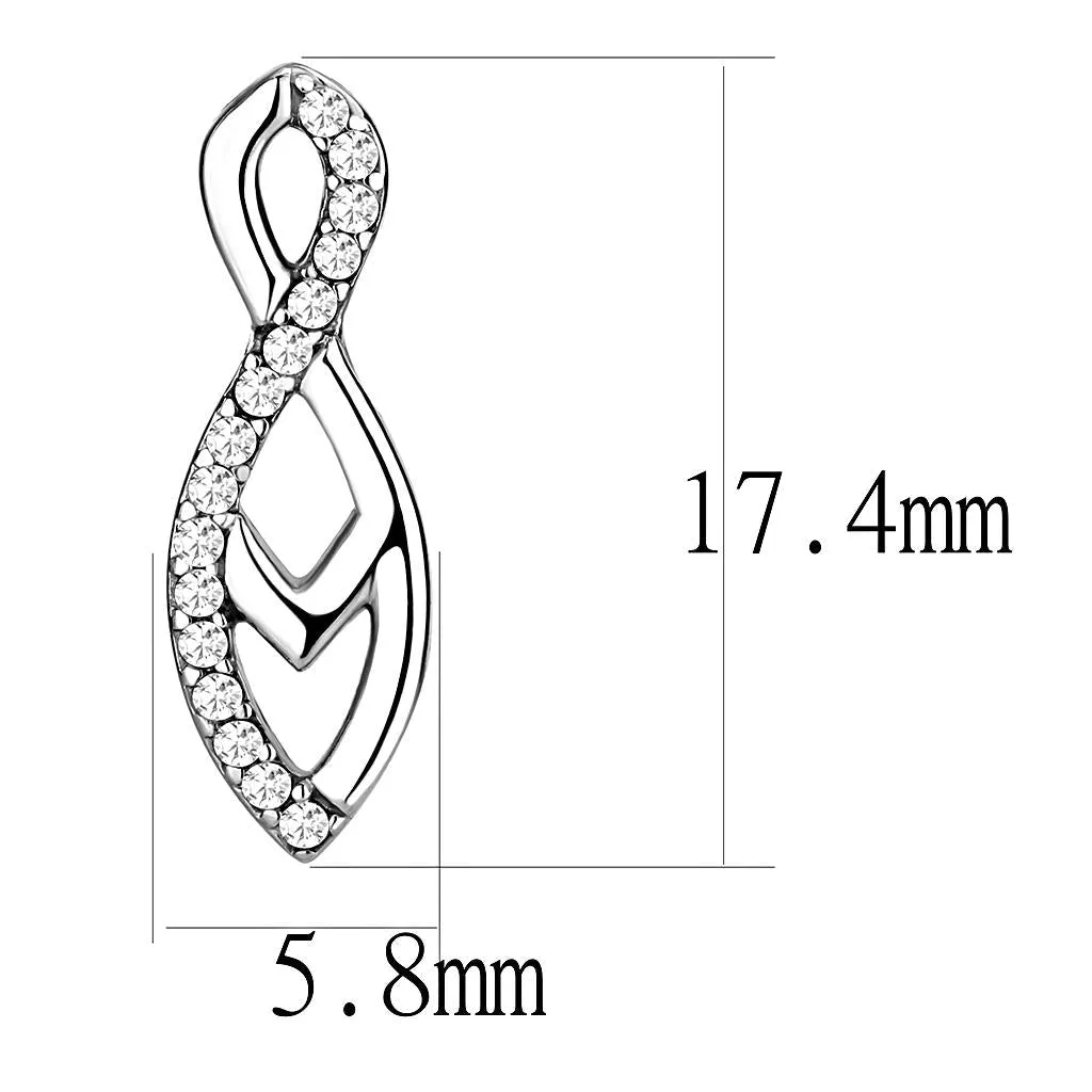High polished (no plating) Stainless Steel Earrings with AAA Grade CZ in Clear for Women Clear Stone Color Style DA176
