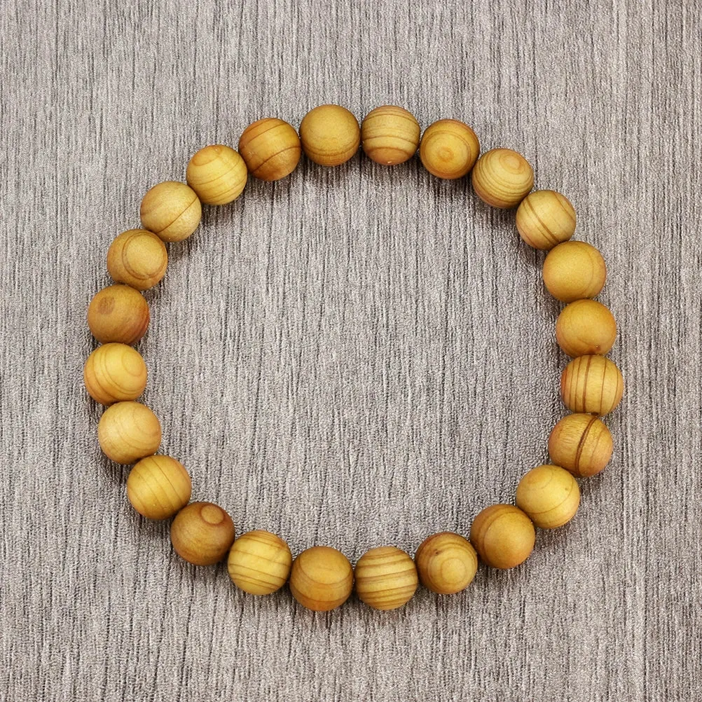High Quality Cliff Cypress Wooden Beads Bracelets for Meditation and Yoga 10mm Handmade Stretch Jewelry