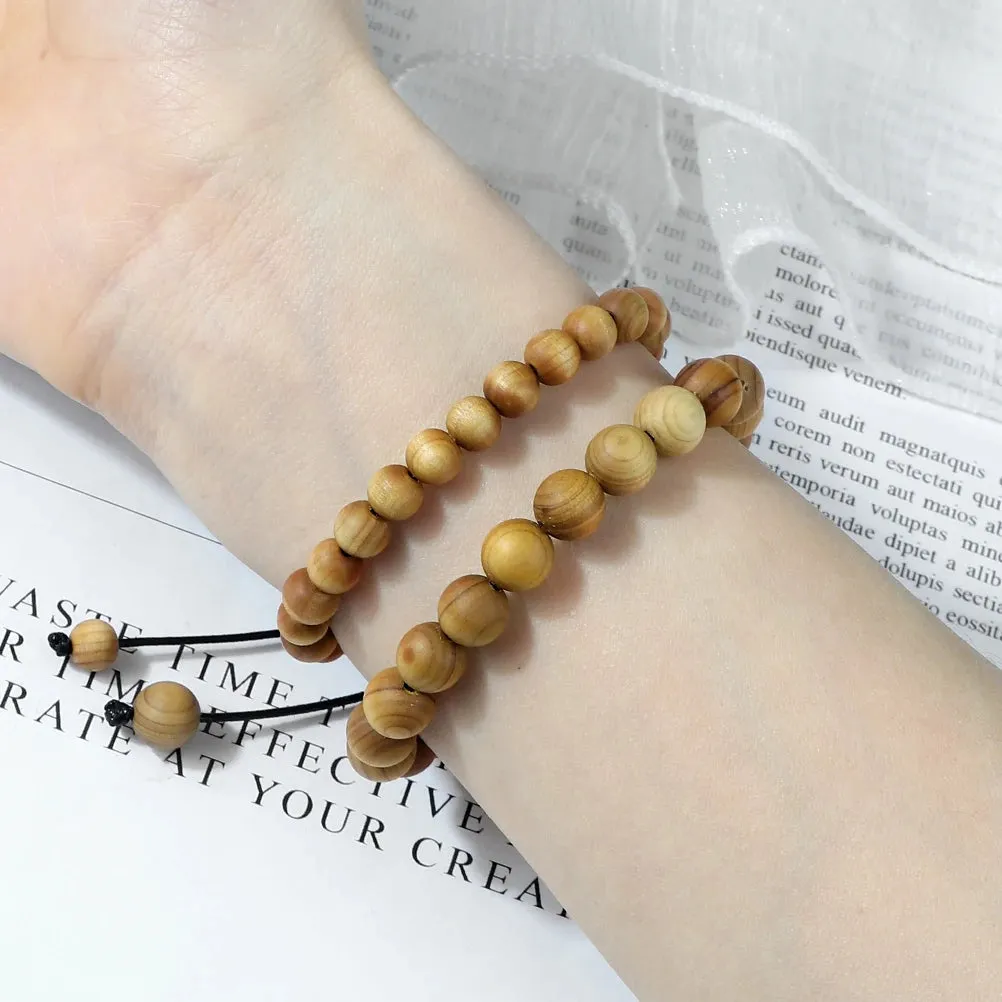 High Quality Cliff Cypress Wooden Beads Bracelets for Meditation and Yoga 10mm Handmade Stretch Jewelry