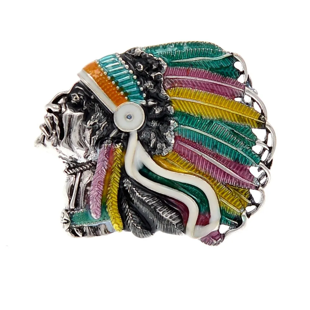 Indian Chief Head Brooch New Design Vintage Fashion Pin Feather Style High Quality Coat Accessories