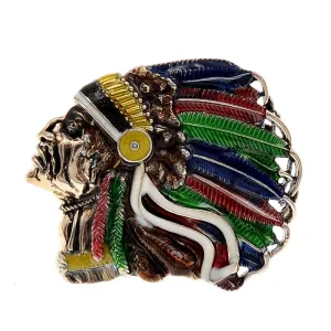 Indian Chief Head Brooch New Design Vintage Fashion Pin Feather Style High Quality Coat Accessories