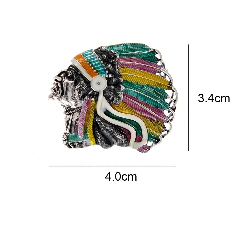 Indian Chief Head Brooch New Design Vintage Fashion Pin Feather Style High Quality Coat Accessories