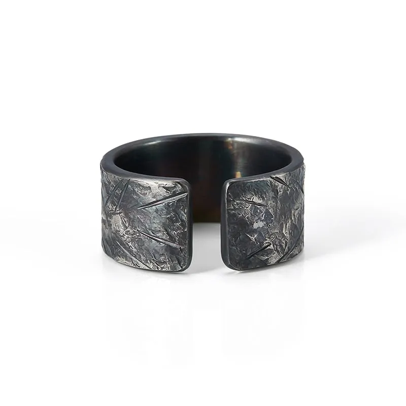 Inlaid Blue Turquoise in Oxidized S925 Silver Ring