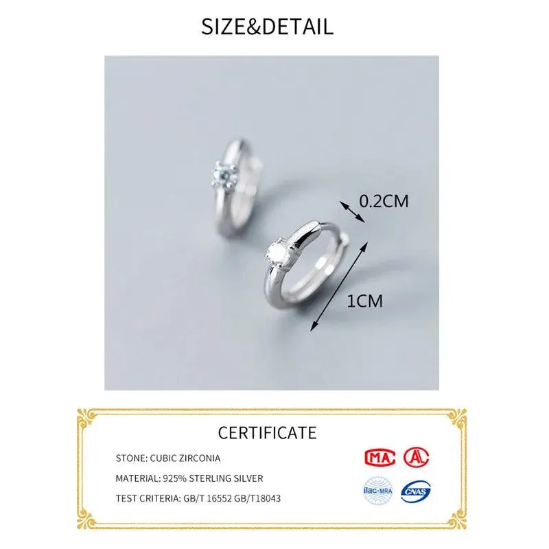 INZATT Real 925 Sterling Silver Minimalist Geometric Round Zircon Hoop Earrings For Women Rose Gold Color Trendy Fine Jewelry