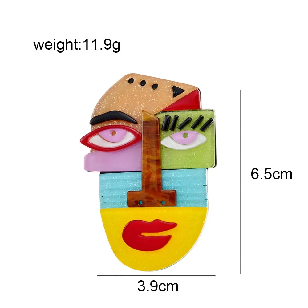 Japanese Anime Pins Human Face Brooches Cute Abstract Cartoon Acrylic Acetate Brooch