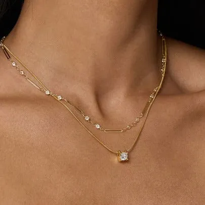 Kinsey Designs | Jenna Gold Tone Snake Chain Necklace with CZ Crystal Charm