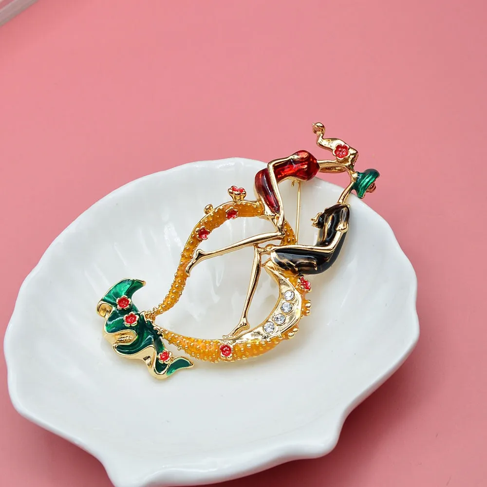 Kissing Lover Brooches For Women Wedding Pin Romantic Style Fashion Jewelry Matte Brooch