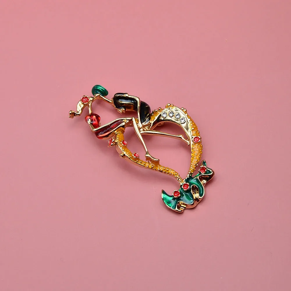 Kissing Lover Brooches For Women Wedding Pin Romantic Style Fashion Jewelry Matte Brooch