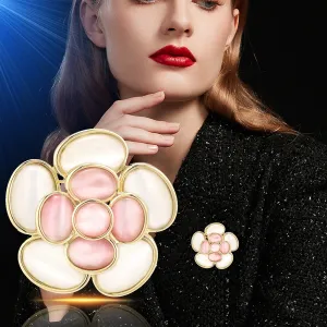 Korean Heavy Industry Luxury Cat Opal Camellia brooch