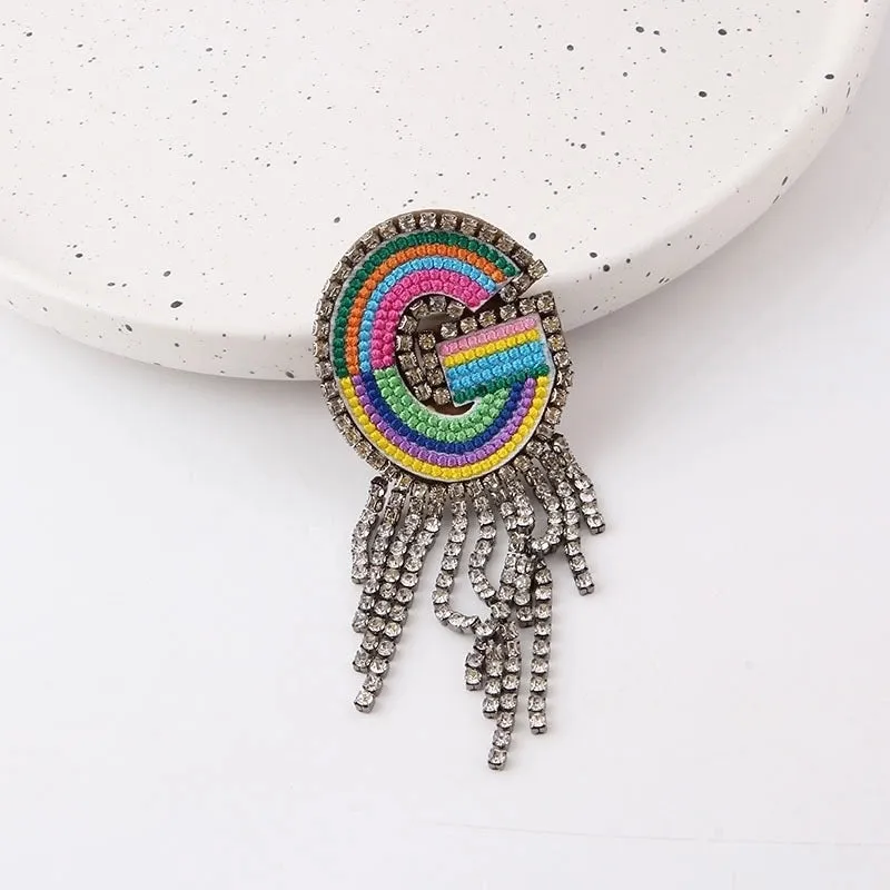 Korean Style Pin Letter Rhinestone Inlay Women'S Brooches