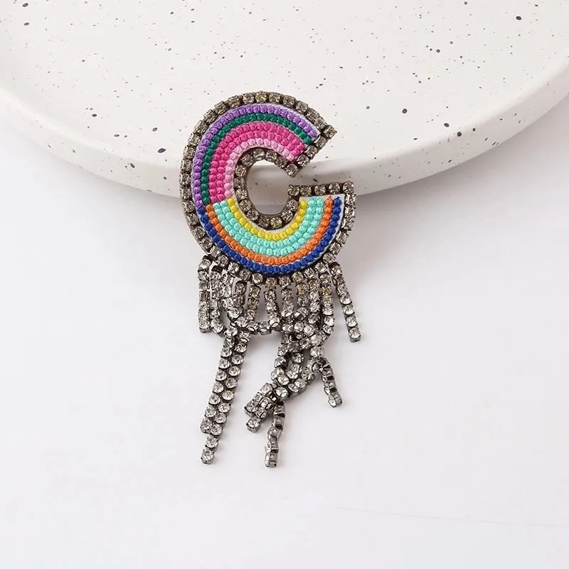 Korean Style Pin Letter Rhinestone Inlay Women'S Brooches