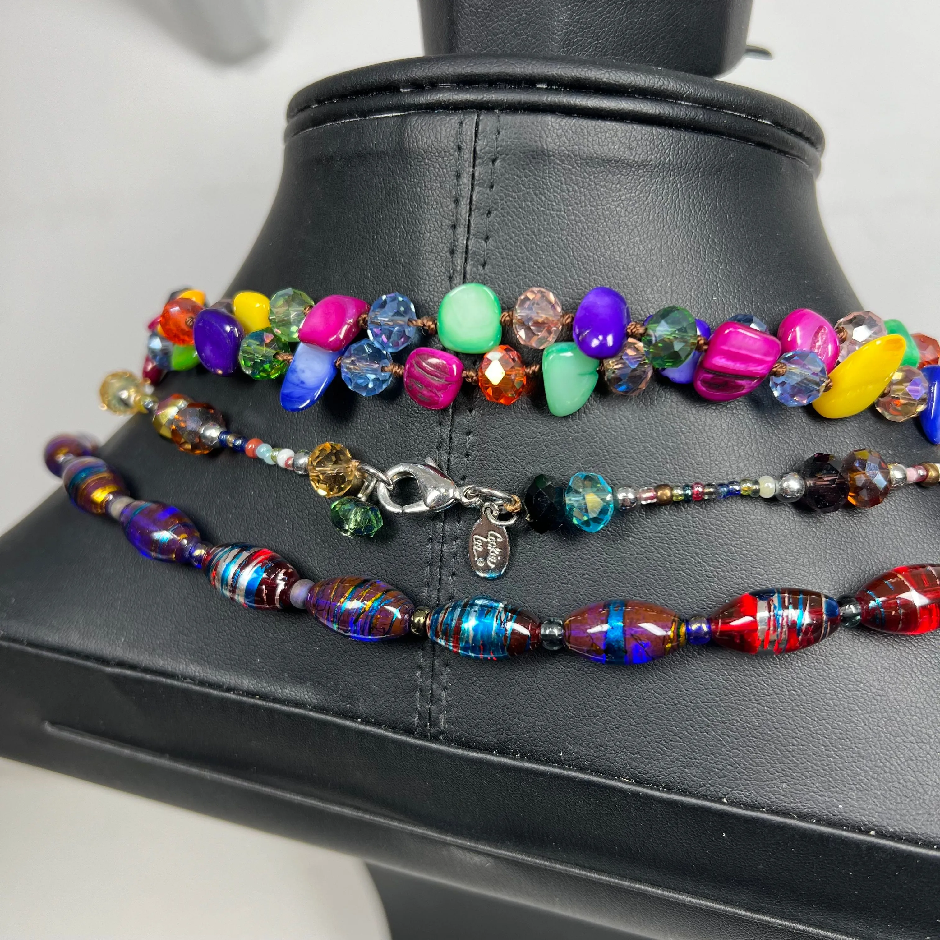 Lot of 3 Colorful Beaded Necklaces for Layering