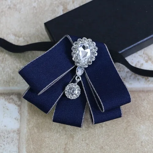 Luxury British Style Ribbon Crystal Classic Bow Tie Neckline Ties Men Best Man Wedding Shirt Clothing Accessories