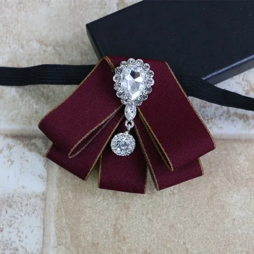 Luxury British Style Ribbon Crystal Classic Bow Tie Neckline Ties Men Best Man Wedding Shirt Clothing Accessories