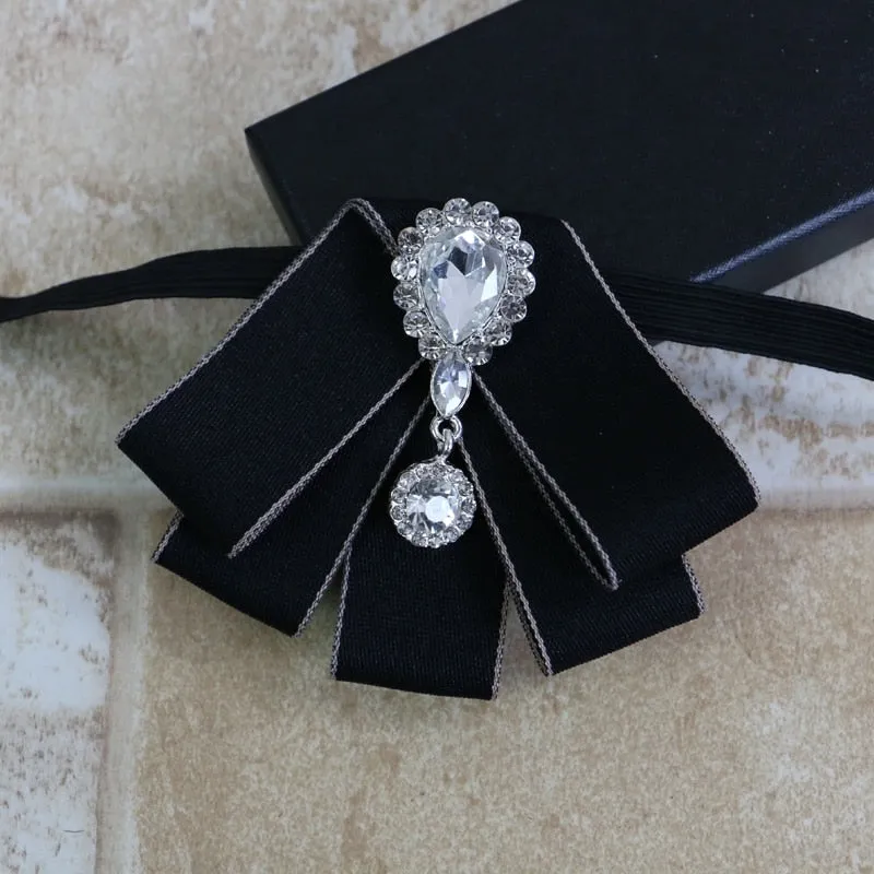 Luxury British Style Ribbon Crystal Classic Bow Tie Neckline Ties Men Best Man Wedding Shirt Clothing Accessories
