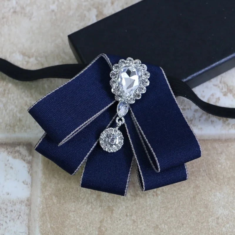 Luxury British Style Ribbon Crystal Classic Bow Tie Neckline Ties Men Best Man Wedding Shirt Clothing Accessories