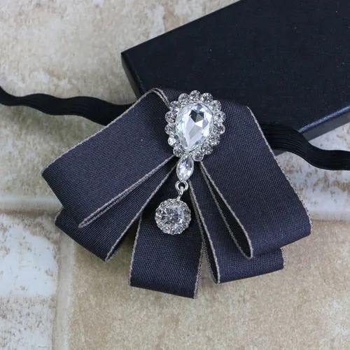Luxury British Style Ribbon Crystal Classic Bow Tie Neckline Ties Men Best Man Wedding Shirt Clothing Accessories