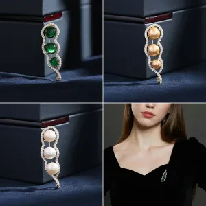 Luxury Copper Miniature Inlaid Cubic Zirconia Pea Brooch Women