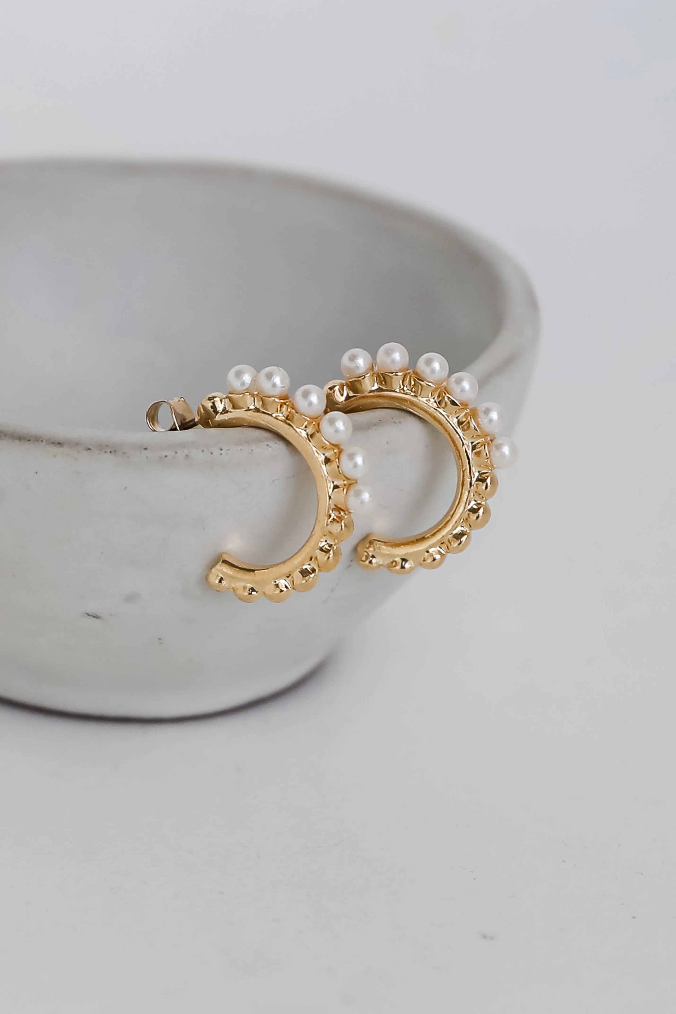 Madelyn Gold Pearl Hoop Earrings