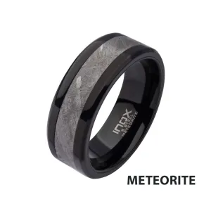 Meteorite Inlay Black IP Ring