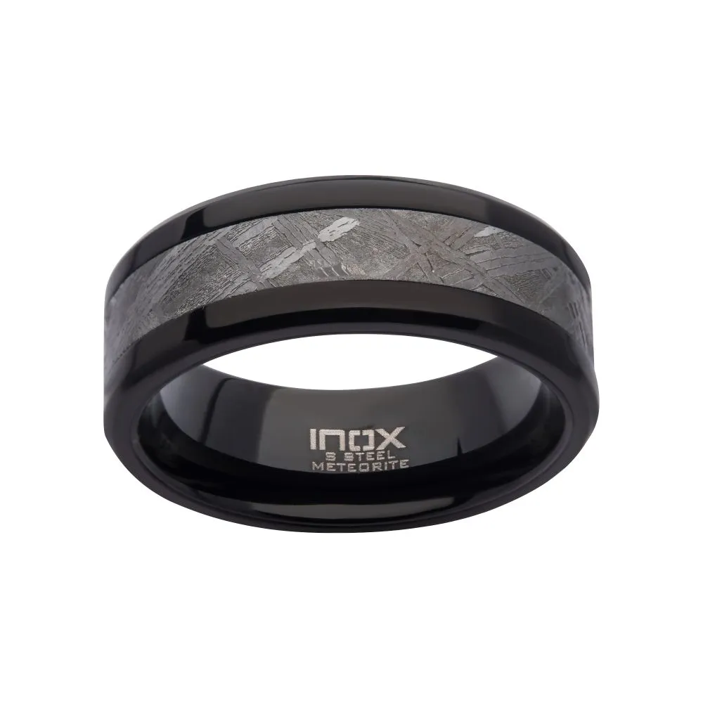 Meteorite Inlay Black IP Ring