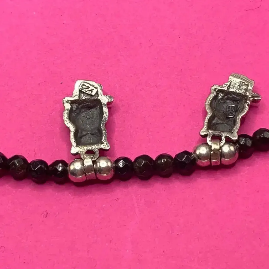 Mexican Oaxacan silver filigree necklace with birds and black agate