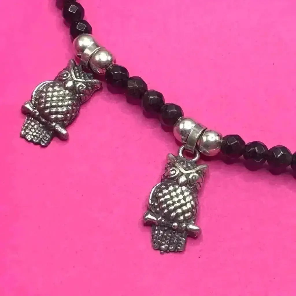 Mexican Oaxacan silver filigree necklace with birds and black agate