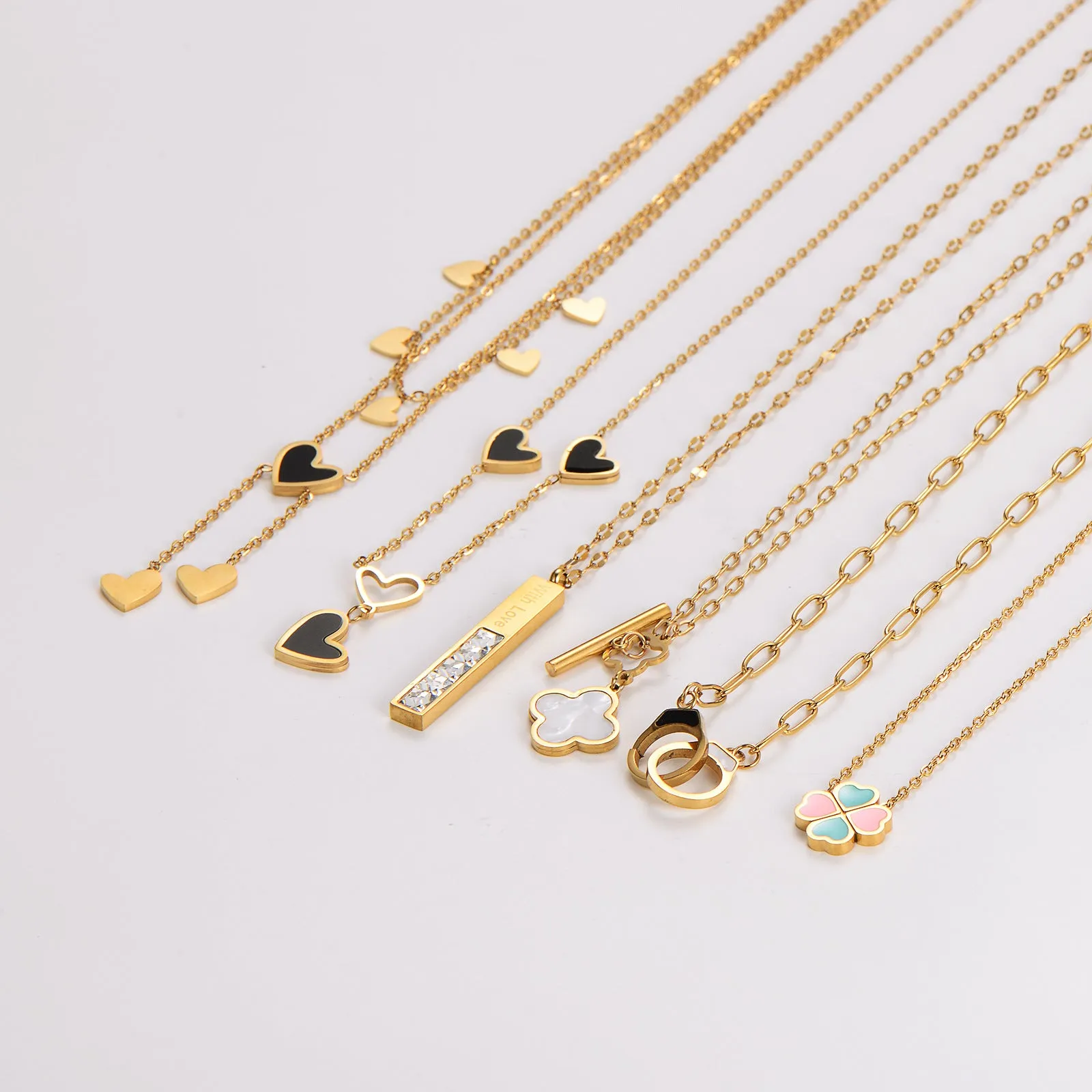 Minimalist Asymmetrical Tassel Bowknot Stainless Steel Electroplating Necklaces