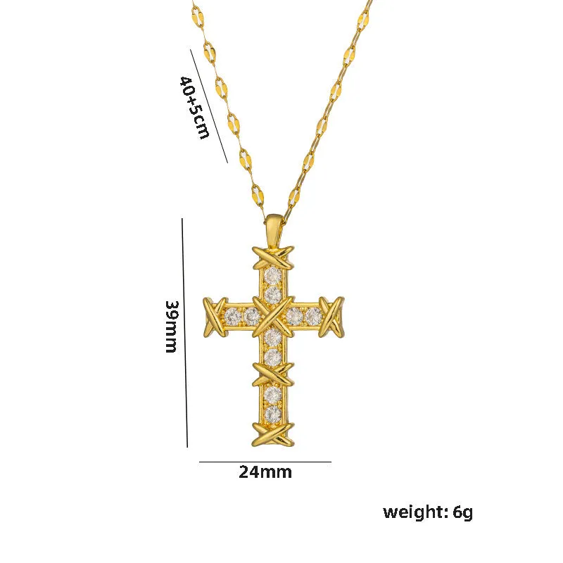 Minimalist Cross Geometric Titanium Steel 18K Gold Plated Necklaces