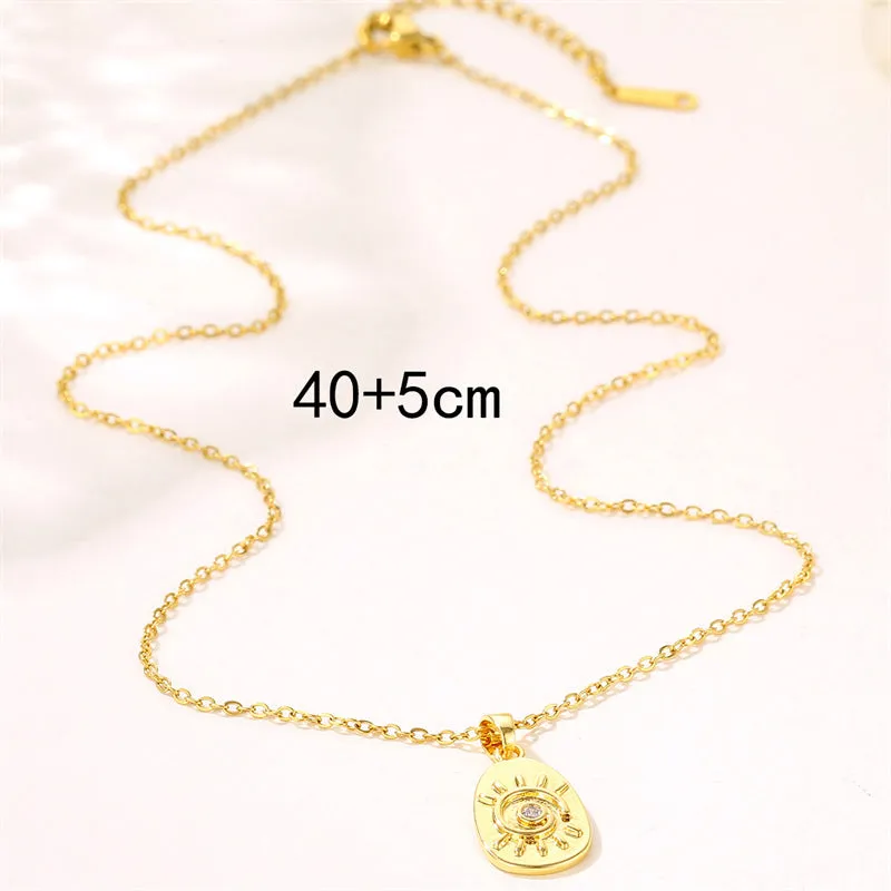 Minimalist Eye Titanium Steel Electroplating Necklaces