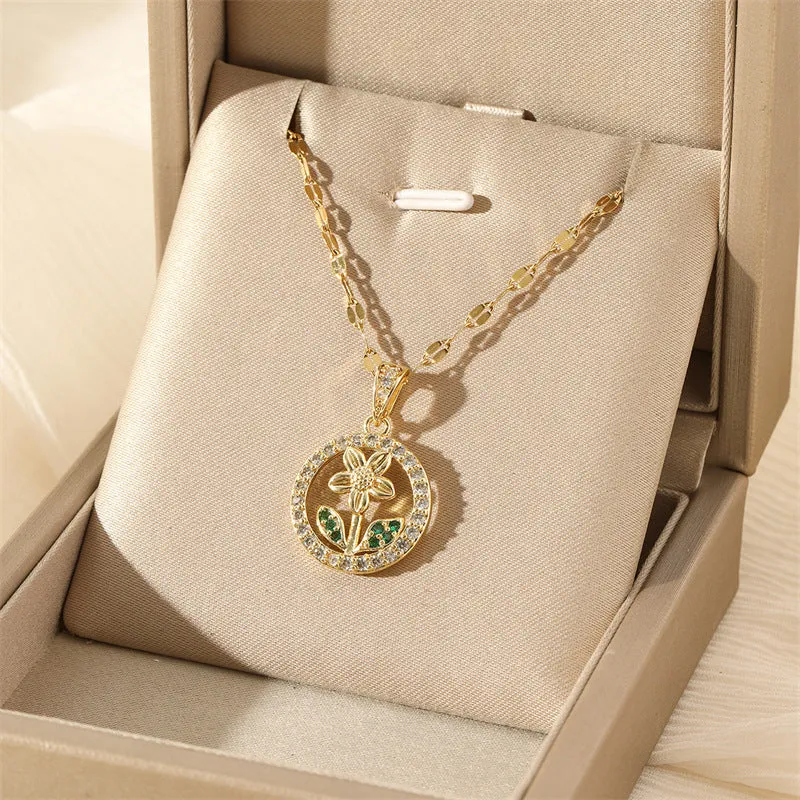 Minimalist Heart Geometric Stainless Steel Electroplating Necklaces