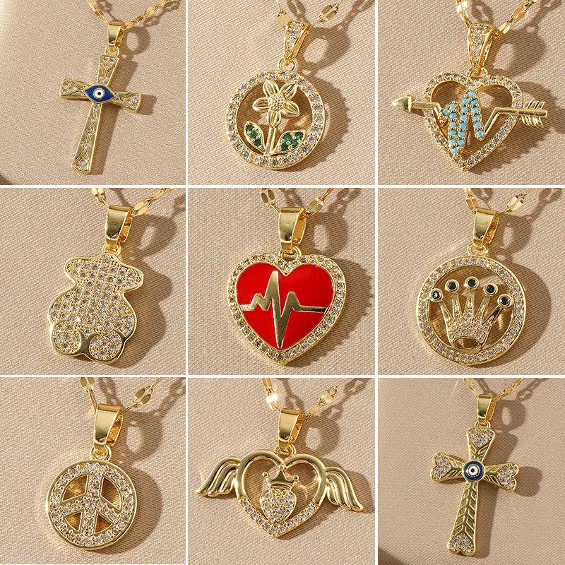 Minimalist Heart Geometric Stainless Steel Electroplating Necklaces