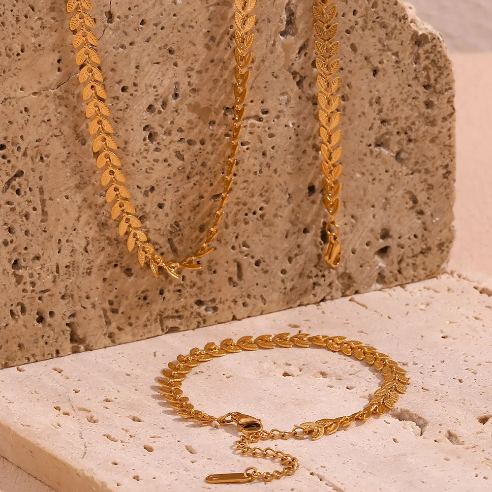 Minimalist Leaf Geometric Stainless Steel 18K Gold Plated Necklaces