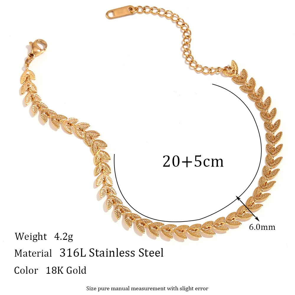 Minimalist Leaf Geometric Stainless Steel 18K Gold Plated Necklaces