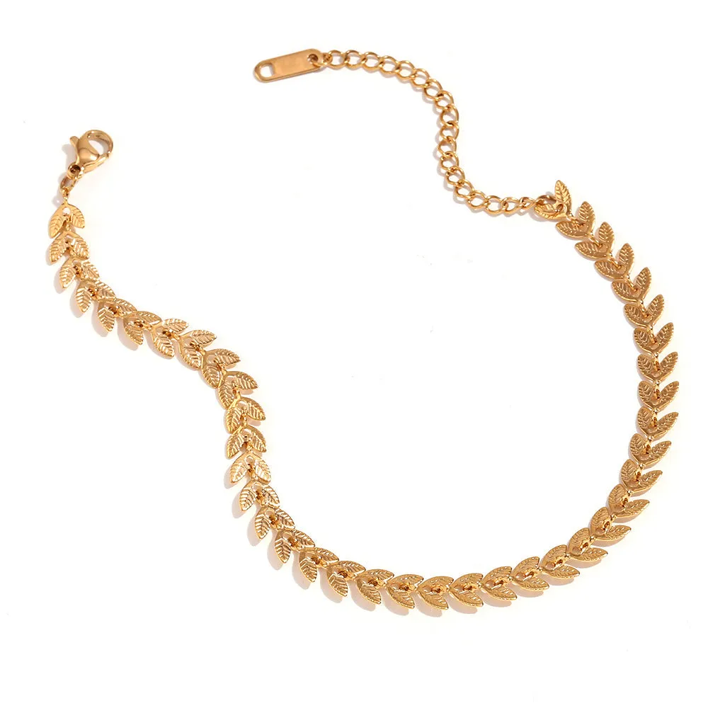 Minimalist Leaf Geometric Stainless Steel 18K Gold Plated Necklaces