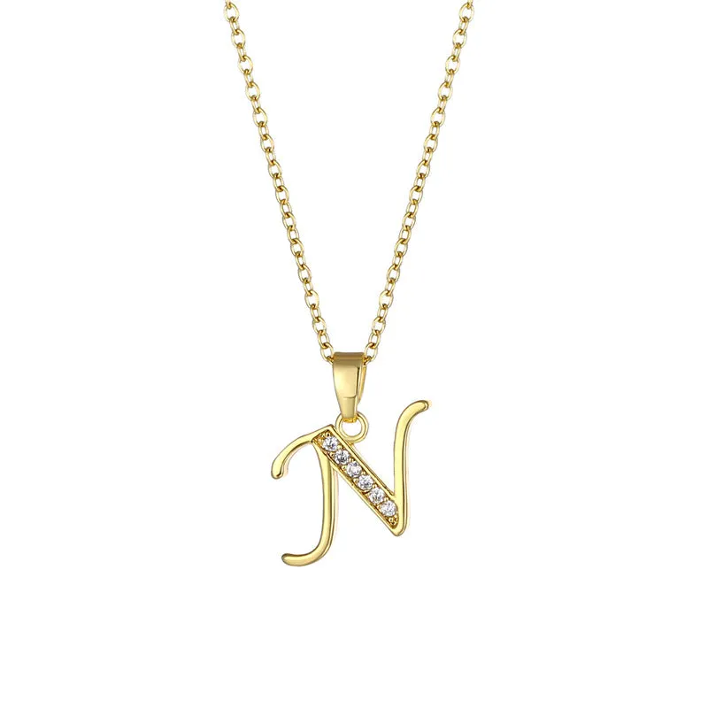 Minimalist Letter Text Number Stainless Steel Electroplating Necklaces
