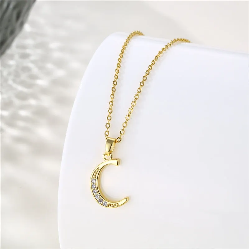 Minimalist Letter Text Number Stainless Steel Electroplating Necklaces