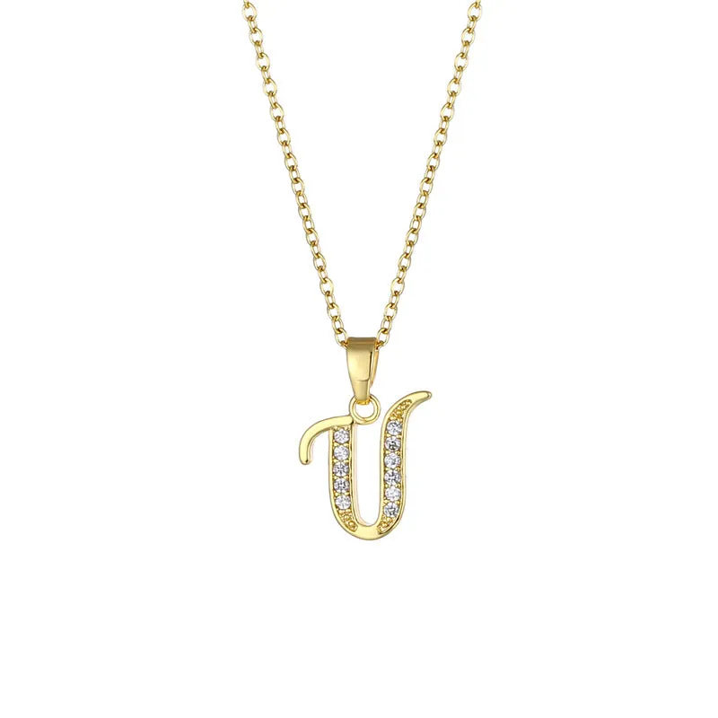 Minimalist Letter Text Number Stainless Steel Electroplating Necklaces